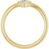 14K Gold Oval Natural Diamond Contour Band - 1/5 CTW - Yellow Gold - view 2