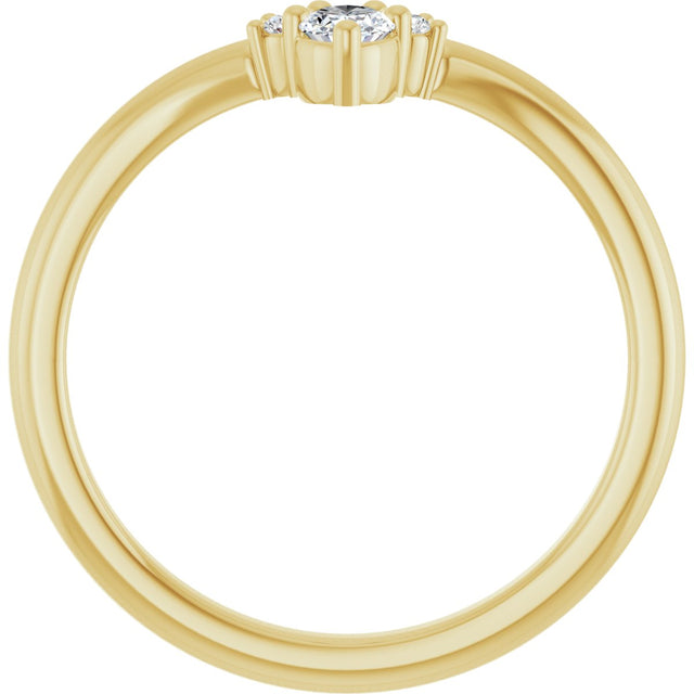 14K Gold Oval Lab-Grown Diamond Contour Band - 1/5 CTW - Yellow Gold - view 2