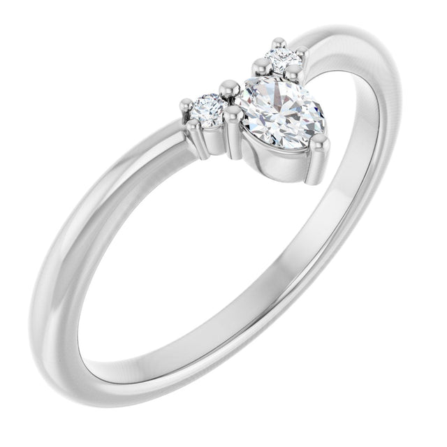 Platinum Oval Lab-Grown Diamond Contour Band - 1/5 CTW