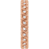14K Gold Round Natural Diamond Rope Eternity Band - 1mm Stones - Rose Gold - view 4