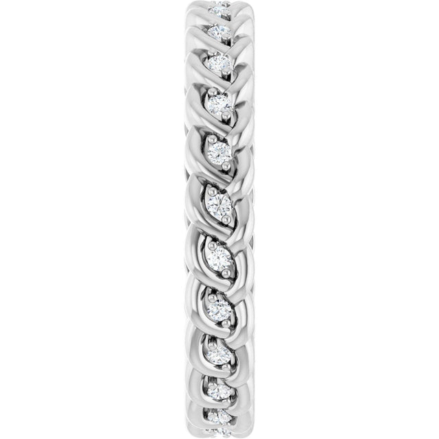 Platinum Round Natural Diamond Rope Eternity Band - 1mm Stones - view 4
