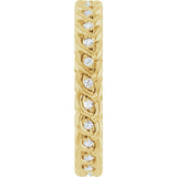 14K Gold Round Natural Diamond Rope Eternity Band - 1mm Stones - Yellow Gold - view 4
