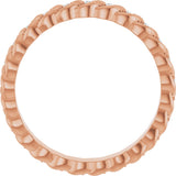 14K Gold Round Natural Diamond Rope Eternity Band - 1mm Stones - Rose Gold - view 2