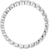 14K Gold Round Natural Diamond Rope Eternity Band - 1mm Stones - White Gold - view 2