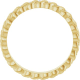 14K Gold Round Natural Diamond Rope Eternity Band - 1mm Stones - Yellow Gold - view 2