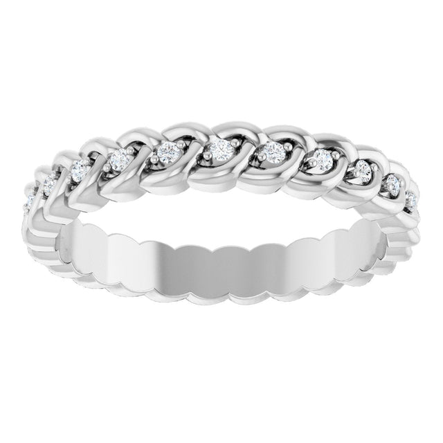 Platinum Round Natural Diamond Rope Eternity Band - 1mm Stones - view 3