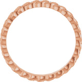 14K Gold Round Natural Diamond Rope Eternity Band - 1mm Stones - Rose Gold - view 2