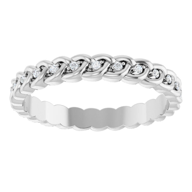 Platinum Round Natural Diamond Rope Eternity Band - 1mm Stones - view 3