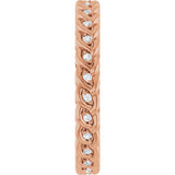 14K Gold Round Natural Diamond Rope Eternity Band - 1mm Stones - Rose Gold - view 4
