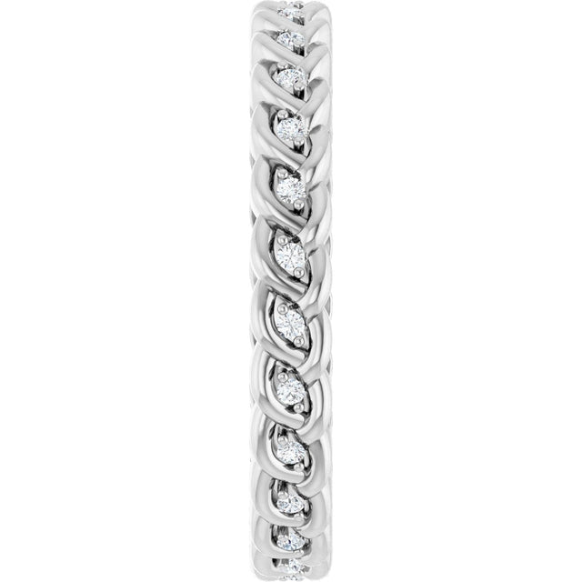 Platinum Round Natural Diamond Rope Eternity Band - 1mm Stones - view 4