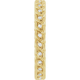 14K Gold Round Natural Diamond Rope Eternity Band - 1mm Stones - Yellow Gold - view 4