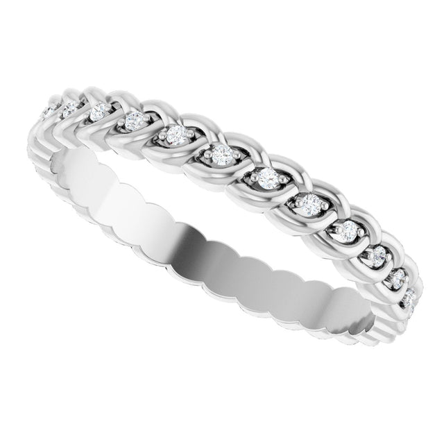 Platinum Round Natural Diamond Rope Eternity Band - 1mm Stones - view 5