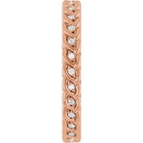 14K Gold Round Lab-Grown Diamond Rope Eternity Band - 1mm Stones - Rose Gold - view 4
