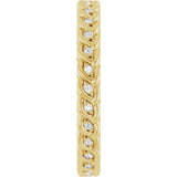 14K Gold Round Lab-Grown Diamond Rope Eternity Band - 1mm Stones - Yellow Gold - view 4