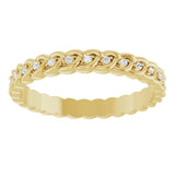 14K Gold Round Natural Diamond Rope Eternity Band - 1mm Stones - Yellow Gold - view 3