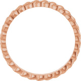 14K Gold Round Natural Diamond Rope Eternity Band - 1mm Stones - Rose Gold - view 2