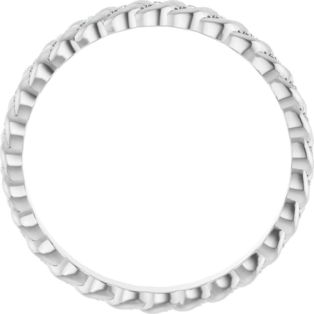 Platinum Round Natural Diamond Rope Eternity Band - 1mm Stones - view 2