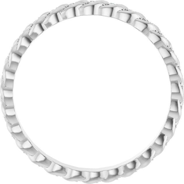 Platinum Round Natural Diamond Rope Eternity Band - 1mm Stones - view 2
