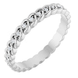 14K Gold Round Natural Diamond Rope Eternity Band - 1mm Stones - White Gold