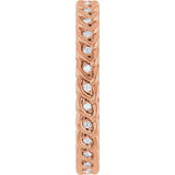14K Gold Round Lab-Grown Diamond Rope Eternity Band - 1mm Stones - Rose Gold - view 4