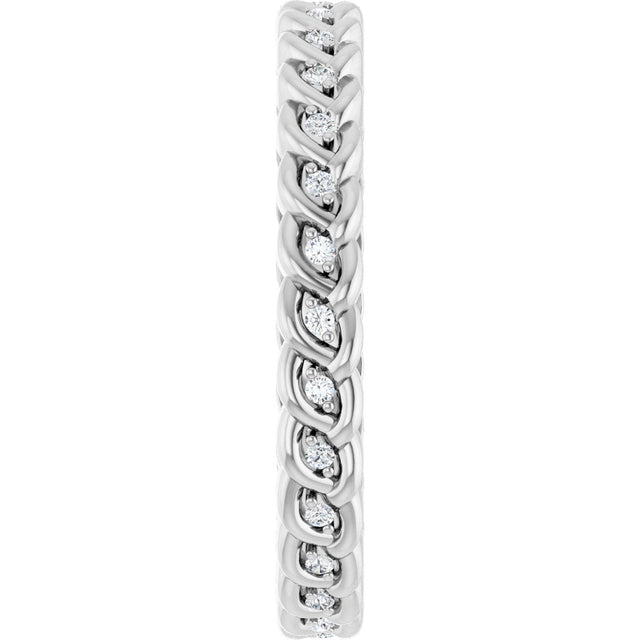 Platinum Round Natural Diamond Rope Eternity Band - 1mm Stones - view 4