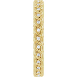 14K Gold Round Natural Diamond Rope Eternity Band - 1mm Stones - Yellow Gold - view 4