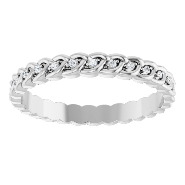 Platinum Round Natural Diamond Rope Eternity Band - 1mm Stones - view 3
