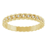 14K Gold Round Natural Diamond Rope Eternity Band - 1mm Stones - Yellow Gold - view 3