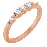14K Gold Round Natural Diamond Anniversary Band - 1/6-1/3 CTW - Rose Gold