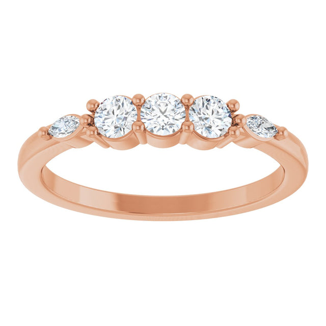 14K Gold Round Lab-Grown Diamond Anniversary Band - 1/6-1/3 CTW - Rose Gold - view 3