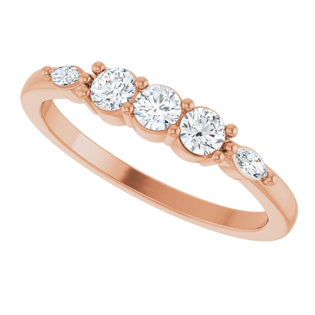 14K Gold Round Lab-Grown Diamond Anniversary Band - 1/6-1/3 CTW - Rose Gold - view 5