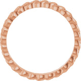 14K Gold Round Natural Diamond Rope Eternity Band - 1mm Stones - Rose Gold - view 2