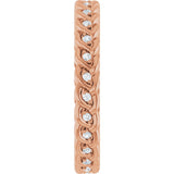 14K Gold Round Natural Diamond Rope Eternity Band - 1mm Stones - Rose Gold - view 4
