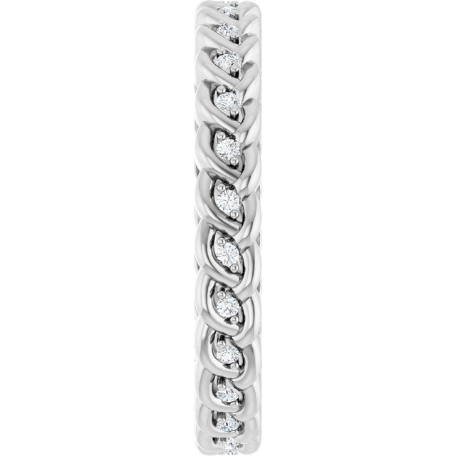 Platinum Round Natural Diamond Rope Eternity Band - 1mm Stones - view 4