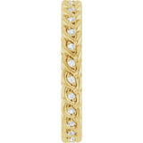 14K Gold Round Natural Diamond Rope Eternity Band - 1mm Stones - Yellow Gold - view 4