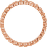 14K Gold Round Natural Diamond Rope Eternity Band - 1mm Stones - Rose Gold - view 2