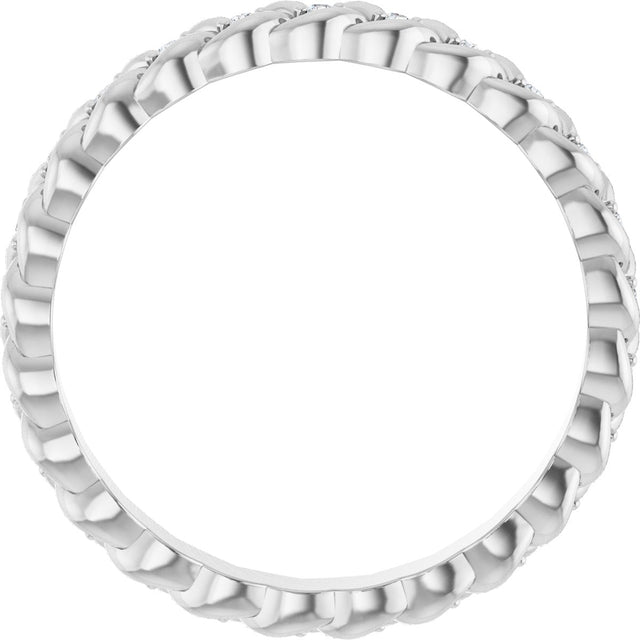 Platinum Round Natural Diamond Rope Eternity Band - 1mm Stones - view 2