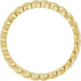 14K Gold Round Natural Diamond Rope Eternity Band - 1mm Stones - Yellow Gold - view 2