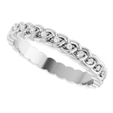 14K Gold Round Natural Diamond Rope Eternity Band - 1mm Stones - White Gold - view 5
