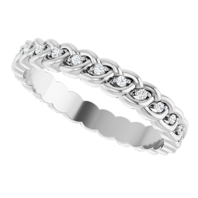 Platinum Round Natural Diamond Rope Eternity Band - 1mm Stones - view 5