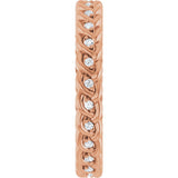14K Gold Round Natural Diamond Rope Eternity Band - 1mm Stones - Rose Gold - view 4