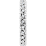 14K Gold Round Natural Diamond Rope Eternity Band - 1mm Stones - White Gold - view 4