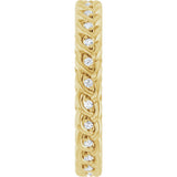 14K Gold Round Lab-Grown Diamond Rope Eternity Band - 1mm Stones - Yellow Gold - view 4