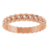 14K Gold Round Natural Diamond Rope Eternity Band - 1mm Stones - Rose Gold - view 3