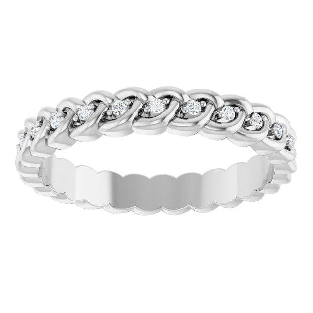 Platinum Round Natural Diamond Rope Eternity Band - 1mm Stones - view 3