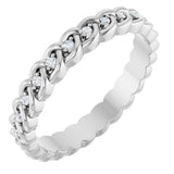 Platinum Round Natural Diamond Rope Eternity Band - 1mm Stones