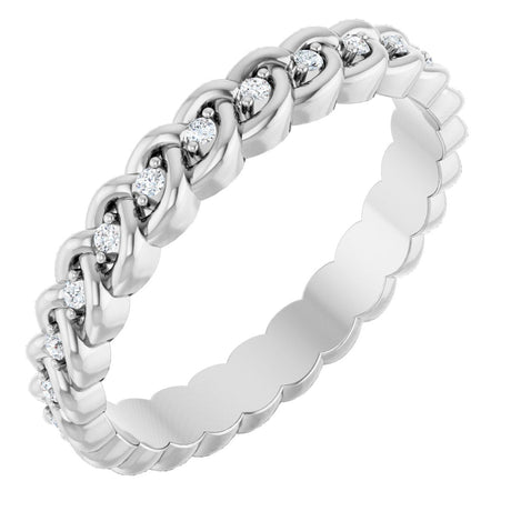 Platinum Round Natural Diamond Rope Eternity Band - 1mm Stones