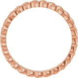 14K Gold Round Natural Diamond Rope Eternity Band - 1mm Stones - Rose Gold - view 2