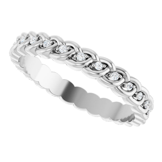 Platinum Round Natural Diamond Rope Eternity Band - 1mm Stones - view 5
