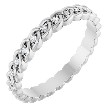 Platinum Round Lab-Grown Diamond Rope Eternity Band - 1mm Stones